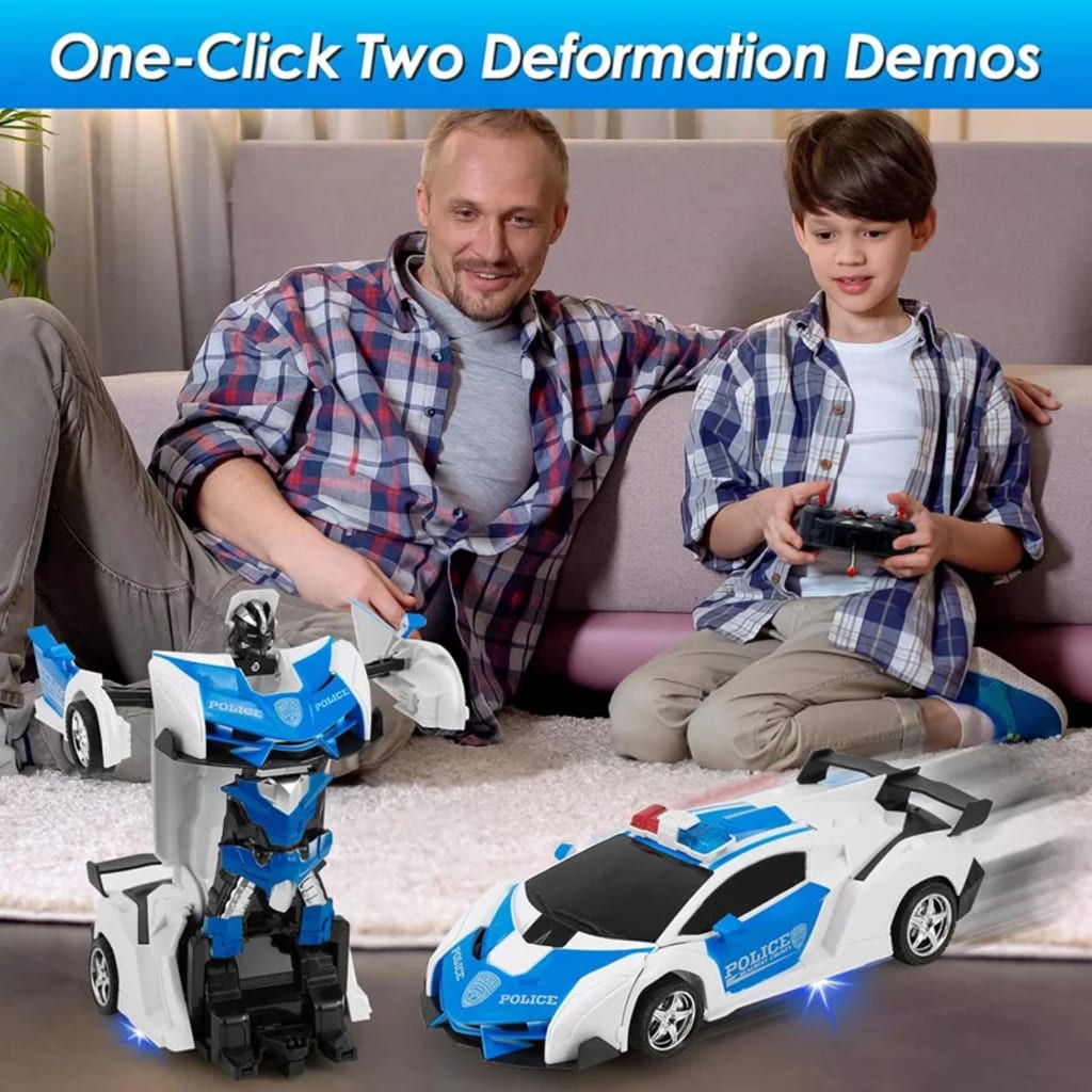 Electric RC Transforming Car Robot | 2-in-1 Remote Control Toy for Boys & Kids